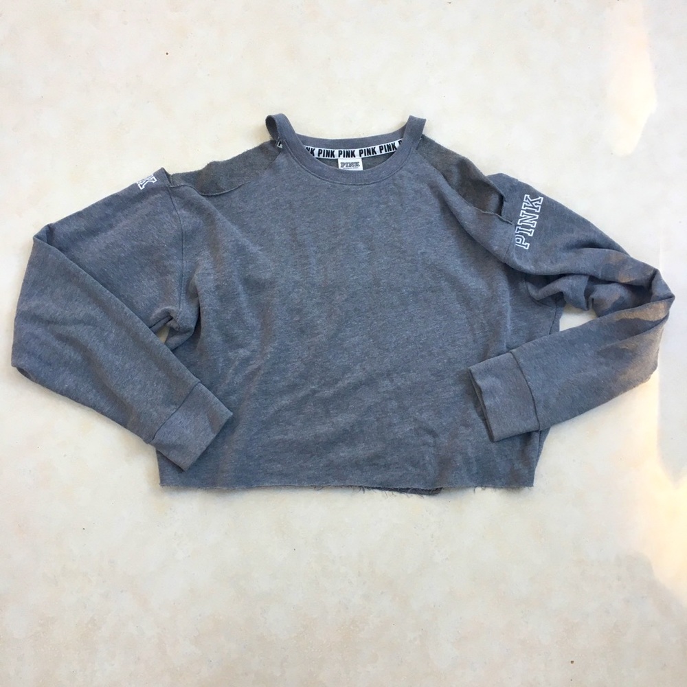 victoria's secret PINK crop sweatshirt grey xs